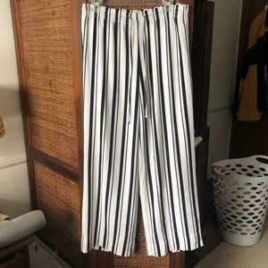 Navy Blue and White Striped Calvin Klein Pants